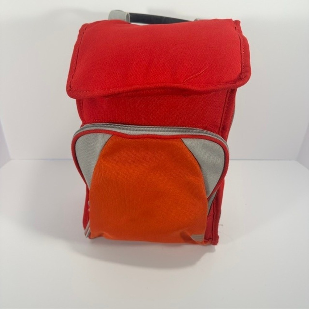Lands End Insulated Lunch Box Red Orange Colorblock Soft Cooler Bag 231531